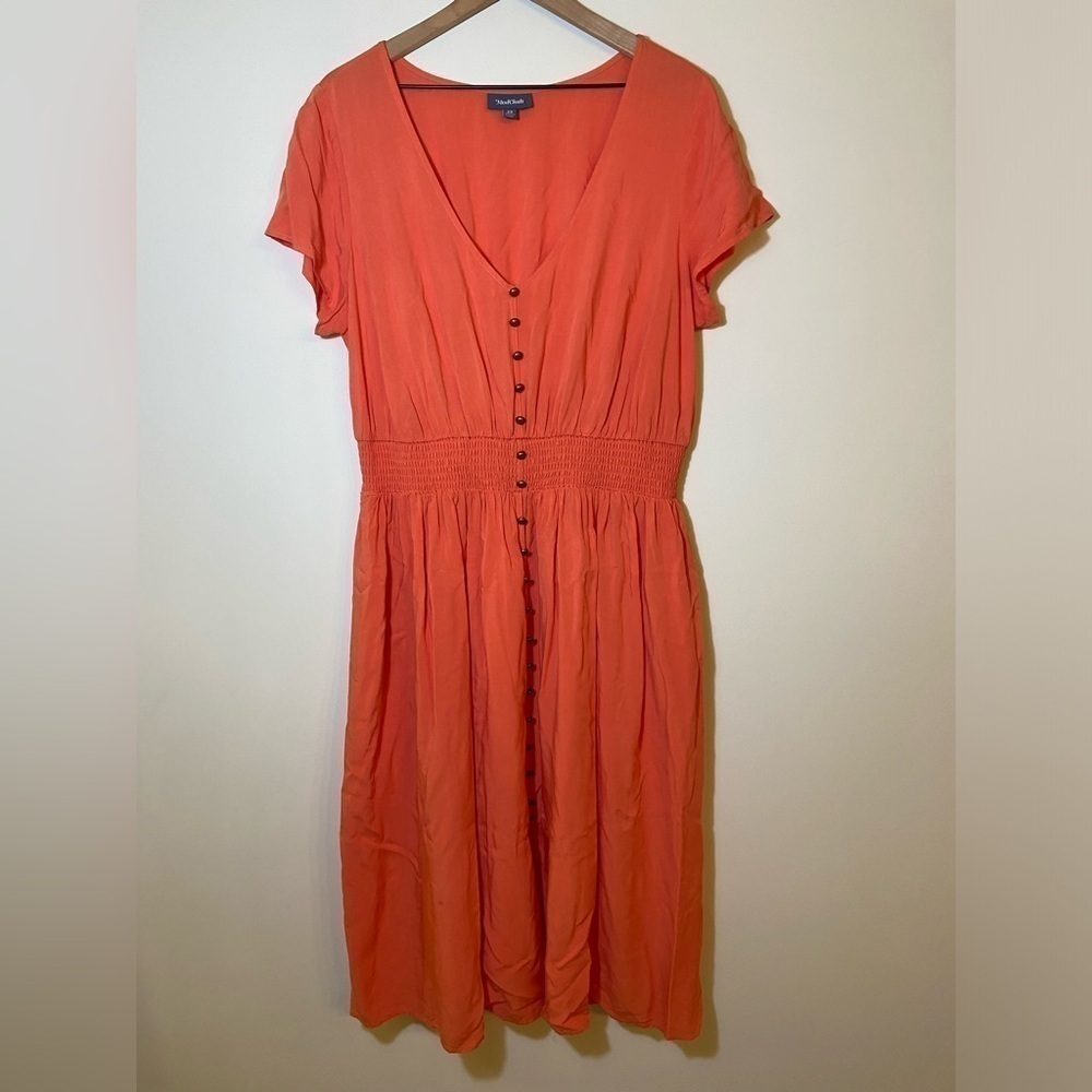 Modcloth Plus Size Coral Short Sleeve Midi Dress Women’s 2X